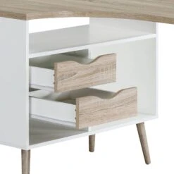 Bureau D'angle Sunndal -Mobilier De Maison eckschreibtisch sunndal gummibaum teilmassiv eiche dekor weiss 4753632