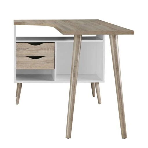 Bureau D'angle Sunndal -Mobilier De Maison eckschreibtisch sunndal gummibaum teilmassiv eiche dekor weiss 4753640