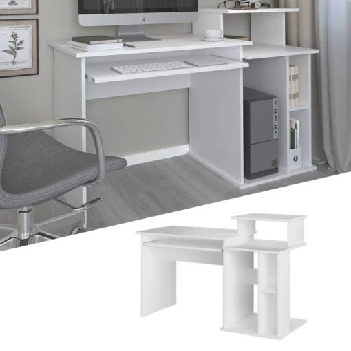 Bureau Ordinateur Jan Blanc -Mobilier De Maison ed1036bb0ec2493492ccbd1dcfbfa27e