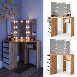 Coiffeuse Arielle Blanc/sonoma & LED -Mobilier De Maison edf4cea7718f48a7b07bd5cec1d4fb2d