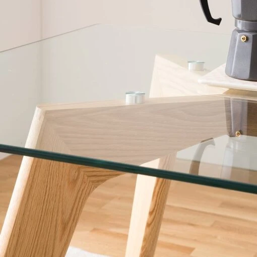 Table Napole -Mobilier De Maison esstisch napole glas eiche massiv 4781616