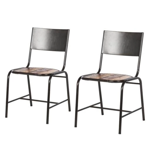 Chaises TAMATI - Lot De 2 -Mobilier De Maison esszimmerstuhl tamati 2er set pinie massiv metall 4922728