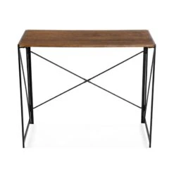 Versa Bureau Pliable En Métal Et Bois Noir -Mobilier De Maison f79ce95ed27246ae9343157546ba513d