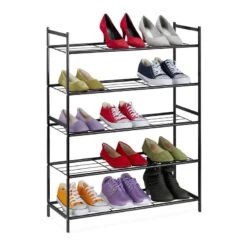 Étagère à Chaussures En Métal 5 Niveaux -Mobilier De Maison fb81af02e995498a9dfd51c61ef7cd04