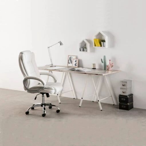 Chaise De Bureau Karen Elevable Blanc -Mobilier De Maison fcb459f1f72741d491ab5f1b25f5744c