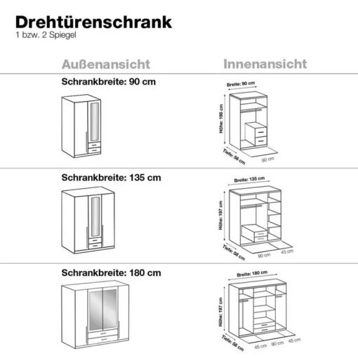 Armoire à Vêtements Nuevo -Mobilier De Maison kleiderschrank salta alpinweiss anthrazit 1363939