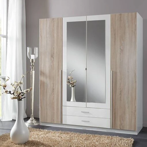 Armoire à Vêtements Nuevo -Mobilier De Maison kleiderschrank salta alpinweiss eiche saegerau 1397966