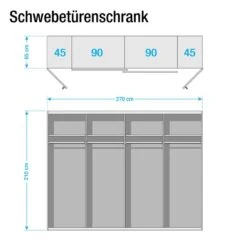 Armoire à Vêtements Lotto III -Mobilier De Maison kombischrank lotto i alpinweiss schwarzeiche dekor 270 cm 4 tuerig ohne passepartoutrahmen 4797996