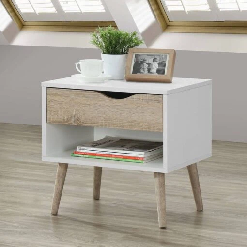 Table De Chevet Sunndal I -Mobilier De Maison nachtkommode sunndal i weiss eiche dekor 4845020