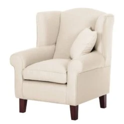 Fauteuil à Oreilles Colmar -Mobilier De Maison ohrensessel colmar webstoff mit hocker stoff maka beige 4827296