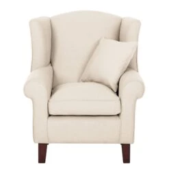 Fauteuil à Oreilles Colmar -Mobilier De Maison ohrensessel colmar webstoff mit hocker stoff maka beige 4827300