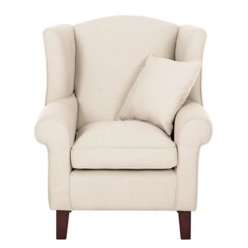 Fauteuil à Oreilles Colmar -Mobilier De Maison ohrensessel colmar webstoff mit hocker stoff maka beige 4827300