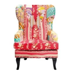 Fauteuil Wing Patchwork -Mobilier De Maison patchwork ohrensessel webstoff mehrfarbig 3588213