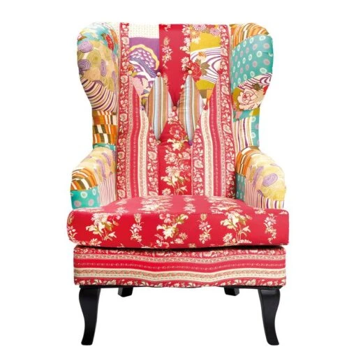 Fauteuil Wing Patchwork -Mobilier De Maison patchwork ohrensessel webstoff mehrfarbig 3588213