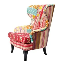 Fauteuil Wing Patchwork -Mobilier De Maison patchwork ohrensessel webstoff mehrfarbig 3588217