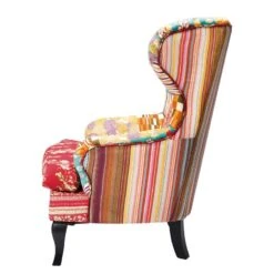 Fauteuil Wing Patchwork -Mobilier De Maison patchwork ohrensessel webstoff mehrfarbig 3588221