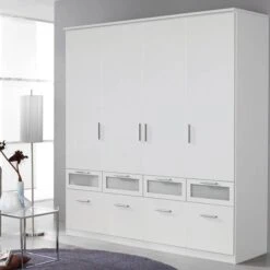 Armoire à Portes Battantes Bochum -Mobilier De Maison rauch bochum drehtuerenschrank kombischrank alpinweiss absetzungen milchglas m ra ssk boc 966 1