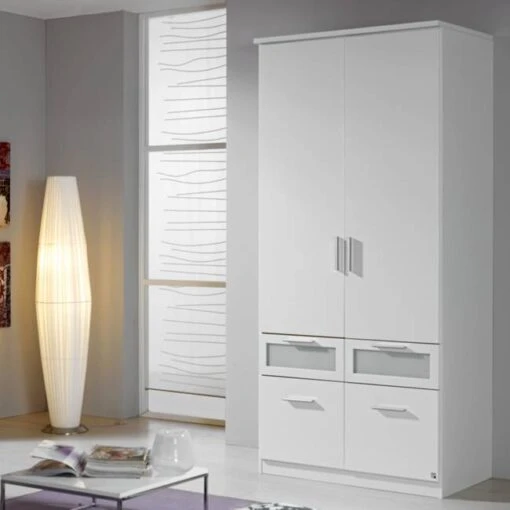 Armoire à Portes Battantes Bochum -Mobilier De Maison rauch bochum drehtuerenschrank kombischrank alpinweiss absetzungen milchglas m ra ssk boc 966 10