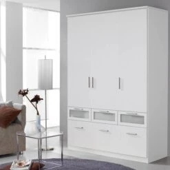 Armoire à Portes Battantes Bochum -Mobilier De Maison rauch bochum drehtuerenschrank kombischrank alpinweiss absetzungen milchglas m ra ssk boc 966 11