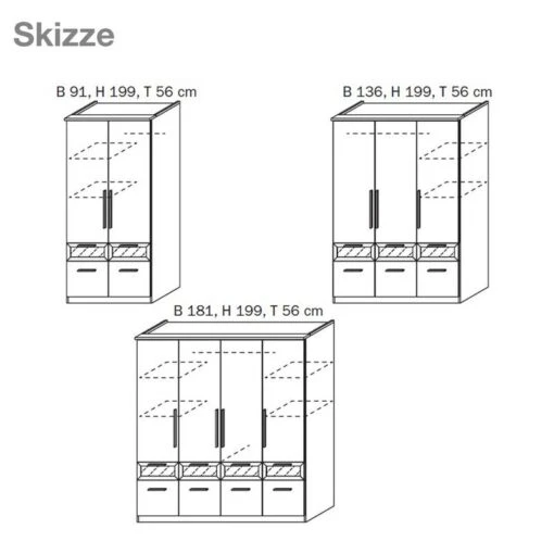 Armoire à Portes Battantes Bochum -Mobilier De Maison rauch bochum drehtuerenschrank kombischrank alpinweiss absetzungen milchglas m ra ssk boc 966 2