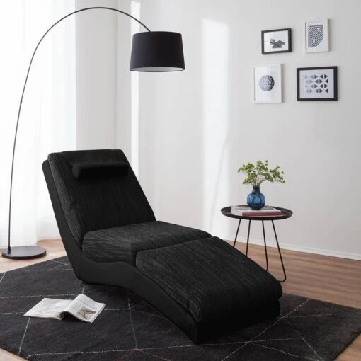 Chaise Longue De Relaxation Carson -Mobilier De Maison relaxliege carson kunstleder strukturstoff schwarz 4905260