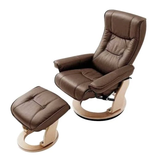 Fauteuil De Relaxation Odenwald -Mobilier De Maison relaxsessel odenwald mit hocker echtleder braun 3710889