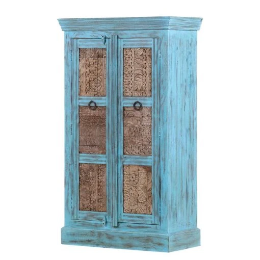 Armoire Watergate -Mobilier De Maison schrank watergate mango massiv recycled altholz tuerkis blau 3206353