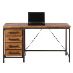 Bureau Atelier -Mobilier De Maison schreibtisch atelier akazie teilmassiv metall 3718345