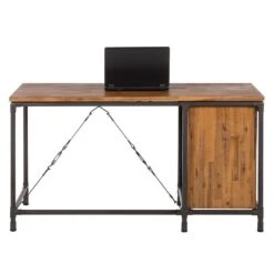 Bureau Atelier -Mobilier De Maison schreibtisch atelier akazie teilmassiv metall 3718357