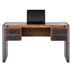 Bureau MANCHESTER 4 Tiroirs -Mobilier De Maison schreibtisch manchester ii akazie massiv metall 4875912