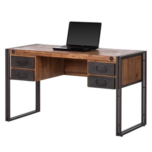 Bureau MANCHESTER 4 Tiroirs -Mobilier De Maison schreibtisch manchester ii akazie massiv metall 4875916