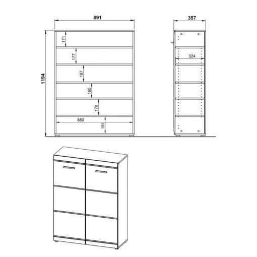 Ensemble De Vestibule Adana IV -Mobilier De Maison schuhkommode adana eiche sonoma dekor 90 cm 5162568 1