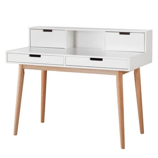 Bureau LINDHOLM -Mobilier De Maison sekretaer lindholm weiss eiche massiv 4673380