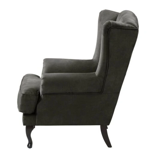 Fauteuil à Oreilles Miscol -Mobilier De Maison sessel miscol antiklederlook mit hocker dunkelgrau 4886432