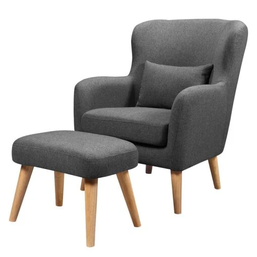 Fauteuil Ribolt -Mobilier De Maison sessel ribolt mit hocker webstoff dunkelgrau 5214292