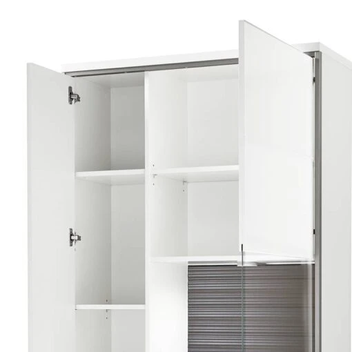 Armoire Vitrine Kushiro -Mobilier De Maison wohnwand arco ii 5 teilig hochglanz weiss grau 4710672