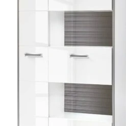 Armoire Vitrine Kushiro -Mobilier De Maison wohnwand arco ii 5 teilig hochglanz weiss grau 4710676